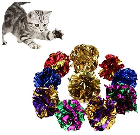 Anawakia Lot de 10 Balles en Papier Paillettes pour Chat - Jouet Interactif pour Chaton et Animal