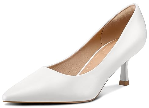 mysoft Kitten Heels for Women Low Heel Pumps 2 Inch Closed Toe Wedding Dress Shoes