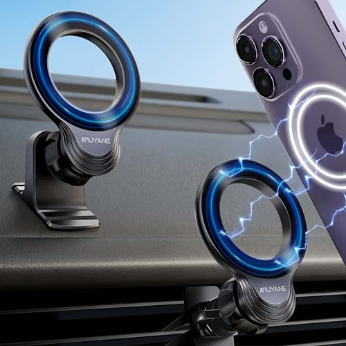 NIUYANE 2-i-1 superstabil instrumentbräda och luftventil magsäker biltelefonmontering – kompatibel med iPhone 15 Pro Plus Max 14 13 12 mini mag-safe fodral