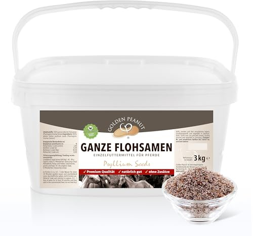 GOLDEN PEANUT Semillas de psyllium indias con un 99% de pureza - para caballos y ponis 3 kg, saneamiento intestinal, alimentación natural