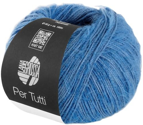 LANA GROSSA Per Tutti | Leichtes Baumwollgarn mit glänzenden, glatten Abschnitten und zartem Flausch | Handstrickgarn aus 70% Baumwolle & 30% Polyamid | 50g Wolle zum Stricken & Häkeln | 180m Garn