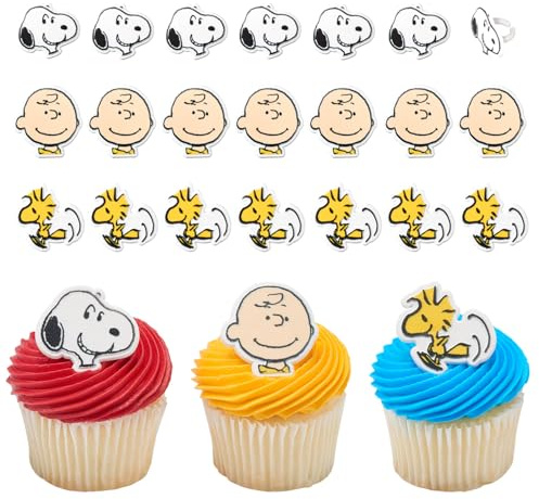 Peanuts® Snoopy® Cupcake Decoration Toppers | 24 Pack Party Cake Rings