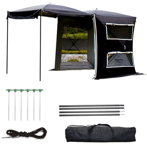 MIAOMI Bus Awning - Freestanding Outdoor Tent Air Tent - Car Tent Awning Camping Tent, Freestanding Car Tent With Sleeping Cabin, Rear Tent Up for 4 People(Black,Small)