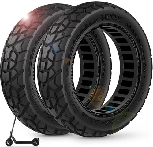 BANGTING 2PCS 10x2.50-6.5 Ruedas Maciza Antipinchazos para Patinete Electrico - 60/70-6.5 Neumático Tubeless, 10x2.50 Fuera de Carretera Llanta Para Ninebot G30 Serie y Xiaomi 5/5 Pro/5 Max (Negro)