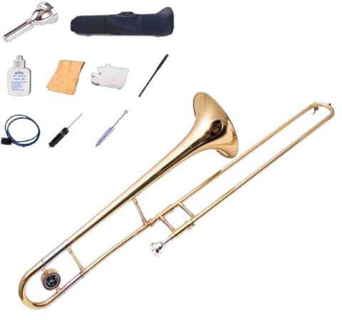 Trombón Tenor Slide - Diseño ligero con boquilla y bolsa de transporte, agarre cómodo, construcción duradera para principiantes