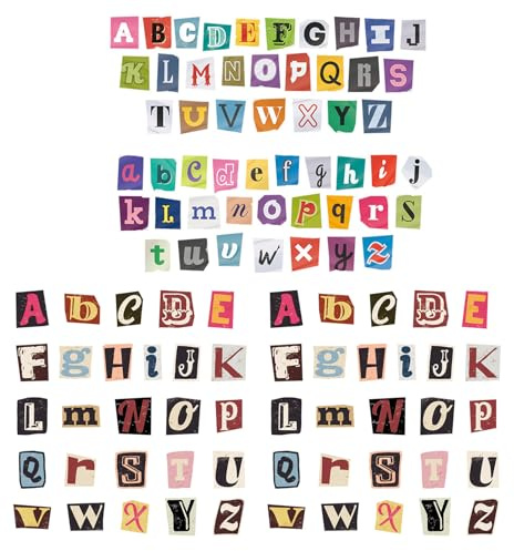 Virelle Retro Stickers for Scrapbooking, 104pcs Self Adhesive Alphabet Letter Stickers Vintage Mini Stickers for Journals Travel Scrapbook DIY Craft Supplies, Cool Stickers for Adults Kids