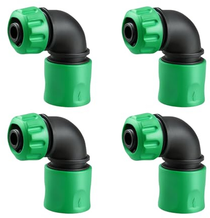 4 connettori rapidi per tubo da giardino, raccordi per acqua in ABS a gomito a 90 gradi, adatti per l ' irrigazione, lavaggio veicoli, uso esterno, connettore per tubo da giardino a tenuta stagna