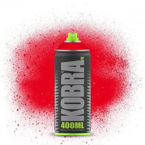 KOBRA HP High Pressure Spray Paint 400ml Can – Professional Grade 100% Acrylic Formula with Matte Finish for Graffiti, Street Art, Crafts & Multi-Surface Use (6002 Venom Red)