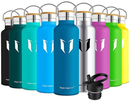 Super Sparrow Stainless Steel Water Bottle - 500ml - Standard Mouth Flask - BPA Free - Straw Water Bottle for Gym, Travel, Sports, Navy blue