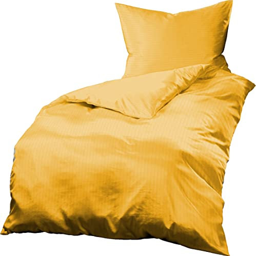 Gerald Wittmann Bettwäsche 140x200 cm + 70x90 cm, Mikrofaser Seersucker, Uni Gelb
