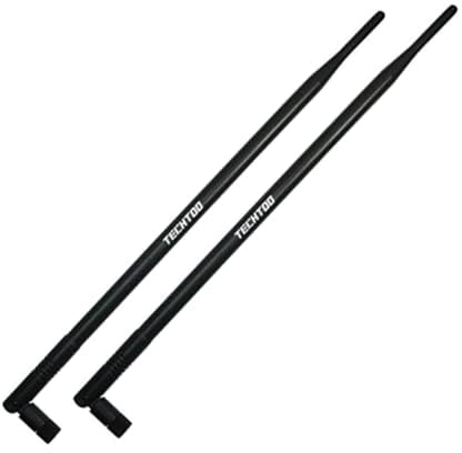 TECHTOO 9dBi WiFi Antenna with SMA Male Connector Compatible W/Foscam Anran Haloview IP Camera & Other Wireless Security Camera Antenna - 2.4Ghz Wireless Networking Device (SMA-Plug 2Pack)