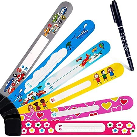 Pulsera Identificativa Niños 12 Pack Nunca se desvanecen Pulsera Bebe Segurida Pulsera Antiperdida Niños Equipado con un marcador negro(12-pack)