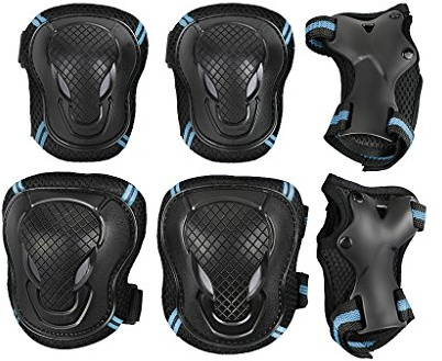 Sets de Protection Rollers 6Pcs Protection Sport Coudières Genouillère Protège-Poignets pour Enfant et Adulte pour Vélo Skateboard Roller Scooter Trottinette