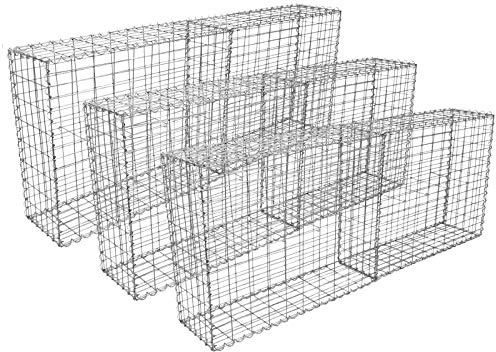 Monster Shop Gabion Baskets Mesh Wire Galvanised Steel Cages Stone Outdoor Basket Spiral Retaining Wall Planter Garden / 100 x 95 x 30cm / 6 Pack…