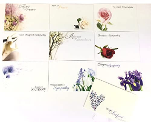 ShredAstic®️ 10 Deepest sympathy mixed funeral cards / 10 clear cello bags floristry message cards