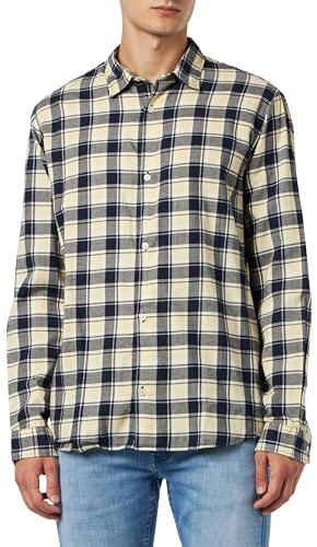 JACK & JONES Jorjoshua Check Shirt LS Camisa para Hombre, Reed Yellow, L