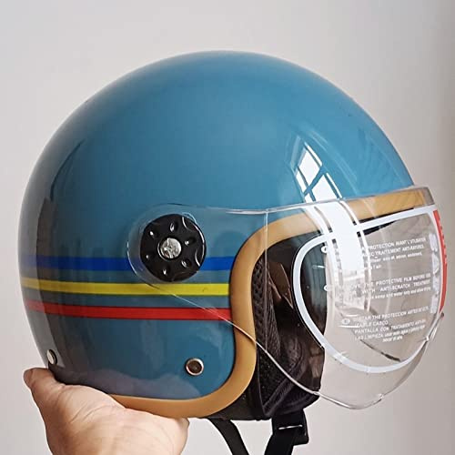 Adulti Open-Face 3/4 Caschi da Moto Scooter da Strada Casco da Ciclomotore Casco Jet Casco Moto Casco A metà Conchiglia Casco da Jet retrò Casco con Occhiali per Uomini E Donne Approvato ECE Casc