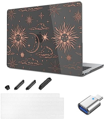 TeDaWen Schutzhülle für MacBook Air 15 Zoll 2024 2023 (Modell：M3 A3114 A2941 M2 Chip 15,3 Zoll, Schutzhülle und Tastaturabdeckung und Staubschutzstecker-（Roségold) Sonnengott G5