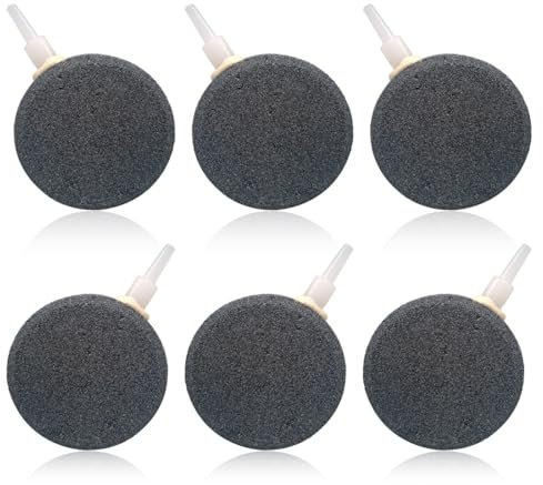 NHPY 6 Stück Luftstein Aquarium, Sprudelstein, Luftstein Für Aquarium,4 cm Ausströmersteine Für Aquarien, Aquarium Luftstein, Sauerstoffsteinscheibe, Blasendiffusor,Für Luftpumpen,Aquarien