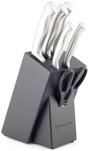 Hanseküche Messerblock - Messerhalter ohne Messer aus Holz Messerbrett (Kautschukholz, mit Messern)