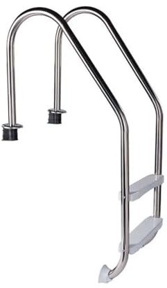 poolomio Échelle à 2 marches pour piscines de Plus de 0,90 m de Hauteur - Échelle de Piscine pour Une entrée et Une Sortie sûres - Échelle en Acier Inoxydable Poli Miroir, Charge maximale : 120 kg