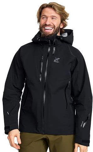 RevolutionRace Cyclone 3L Shell Jacket für Herren, Wasserdichte Jacke mit Recco-Reflektoren zum Wandern, Black, M