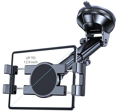 Coolpow Supporto Tablet Auto【Potenza di aspirazione superiore】Regolabile a 360°, Porta Tablet da Auto con ventosa, adatto per parabrezza e cruscotto, compatibile con dispositivi da 4,7 a 12,9 pollici