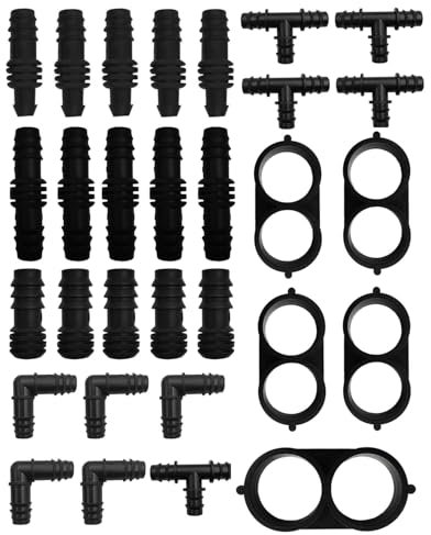 KGDUYC Kit de 30 pièces pour tuyau d'irrigation, connecteur de tuyau Barb 16mm, système d'irrigation, droit, coudé, té, bouchons