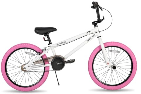 JOYSTAR Gemsbok 20 Pouces Vélo BMX Freestyle pour Enfants Garçons Filles de 7 à 11 Ans, 20 Vélos pour Enfants, Blanc