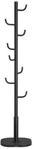 SONGMICS Attaccapanni da Terra a Forma di Cactus, Appendiabiti, 8 Ganci Curvi verso l'Alto, Altezza 175,3 cm, per Abiti Cappelli Borse, Nero Inchiostro RCR039BH01