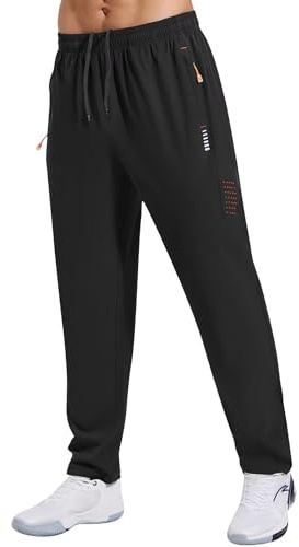 Gaiatiger Pantalones de Chándal para Hombre Ligeros Transpirable Pantalones Deportivos Running Jogger Pantalon Largos con Bolsillos con Cremallera,C3039-Black-XL