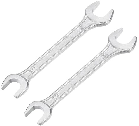 Mandouer 13mm x 14mm Double Open End Spanner, Galvanised Metric Wrench | Galvanised steel, rust-resistant and durable, ideal for car repair, furniture assembly, home DIY projects (2-piece)