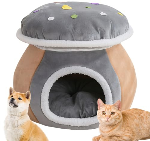 Lit Caverne pour Chat | Nid De Sommeil Chaud en Forme De Champignon pour Le Chien | Maisons pour Chat D'Intérieur - pour Intérieur Salon Chambre Balcon Appartement Maison
