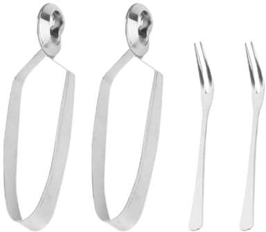 LIFKICH Set 4 Pinze e Forchette per Lumache in Inossidabile Argento, Alta Resistenza e, per Cena di Lumache e Domestico