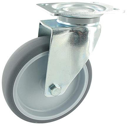 Rollentechnik Apparaterollen Lenkrolle ohne Feststeller Ø75mm TPE Gummi Anschraubplatte