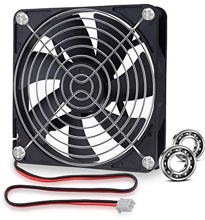 GDSTIME 12V 140mm Cooling Fan 14CM Computer Fan 2 Pin 140 x 25mm PC Case Dual Ball Bearing 121.4 CFM 2200 RPM for Van PSU amplifier RV Caravan Fridge Fans replacement or Chicken coop ventilation