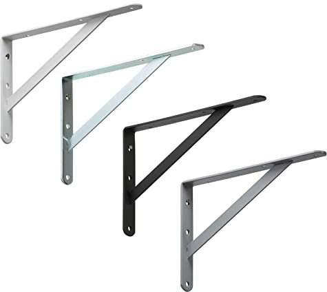 BRESKO Schwerlastträger Schwerlastkonsole Regalhalter Regalwinkel Regalträger Schwerlast Wandträger 2 Stück (Weiß, 250x150x20 mm (light))