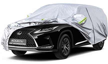 KouKou 6 Layers Car Cover Custom Fit Lexus RX300/330/350/350L/450 from 2003 to 2025, Waterproof All Weather for Automobiles, Sun Rain Dust Snow Protection.