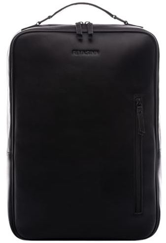 FEYNSINN Rucksack echt Leder - 15 Zoll Laptop Lederrucksack TJARK - Rucksack mit Laptop-Fach - Lederrucksack Herren und Damen schwarz handgefertigt