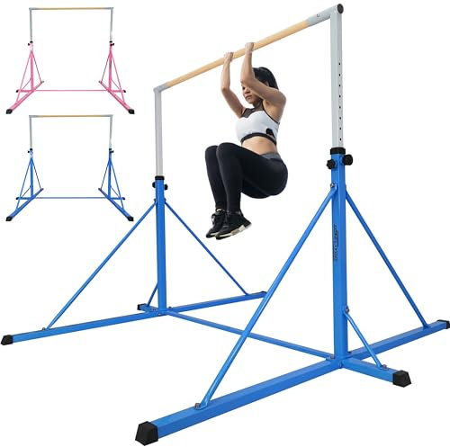 Seliyoo Gymnastics Bar,Gymnastic Bar For Kids,6FT Tall, 7.2 FT Base Length,Height Adjustable 49.2 to 68.9, Big Triangle Support,Senior Gym Equipment Girls Home,Gym Center,Weight Limit 550 LBS