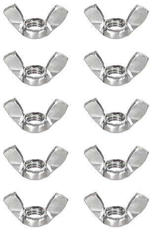 sourcing map M8x1.25mm Wing Nut 10 Pcs, 304 Stainless Steel Butterfly Wing Nuts Fasteners Parts Hand Twist Tighten Wing Nuts for Machinery Electronic Equipment DIY, Silver