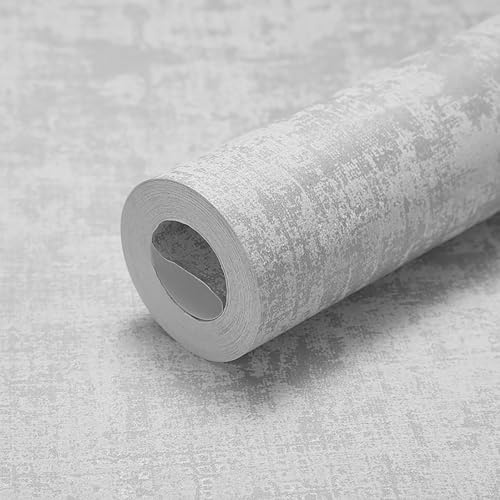 Putentfun Light Grey Concrete Wallpaper with Distressed Pattern,Textured Finish & Metallic Detailing,3D Grey Concrete Contact Paper Faux Matte Textured Gray Cement Wall Stickers