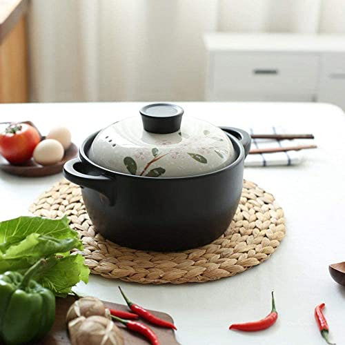 WEYFH Cazuela De Barro Olla para Estofado De Terracota Sopa De Cerámica Resistente A Altas Temperaturas-2