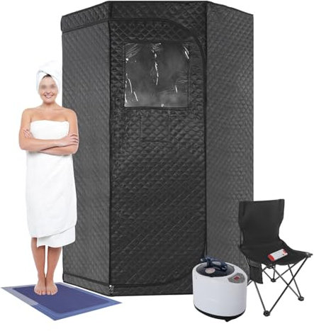 Donened Sauna à vapeur portable avec tente, chaise pliante et télécommande, sauna d'assise pour la maison, peut soulager la fatigue, la perte de poids, 90 x 90 x 180 cm