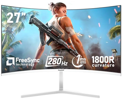 Gawfolk 27 Inch PC Computer Screen,1800R Curved Gaming 280Hz PC Monitors
