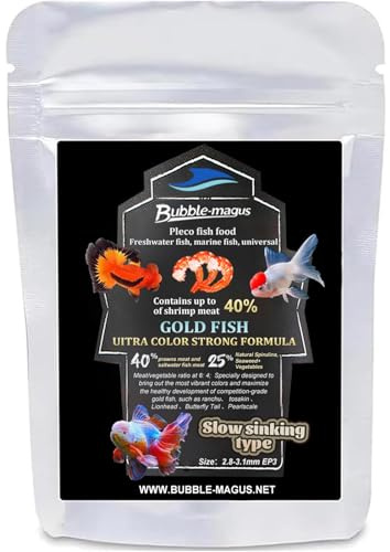 Bubble Magus Sinking Goldfish Food, Color Enhancing, Balanced Diet, All Natural Ingredients, Clear Water Formula, Slow Sinking Gold Fish Pellets, Goldfish Ultra Color (5 oz)