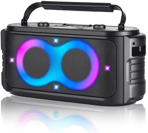 RRNUY Portable Bluetooth Speaker 300W Peak Big Powerful Loud Sound Deep Bass Large Wireless Boombox with Subwoofer DSP Led Light for Home Party Outdoor Gatherings Camping Backyard