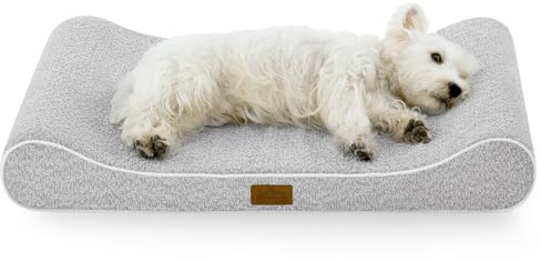 COZY KISS Cuccia per Cani Lavabile, 90x60x13cm, con Bordo Rialzato - Materasso Ortopedico per Cani a Forma di Barca, Impermeabile e Antiscivolo, Adatto ad Animali Domestic fino a 29kg, Grigio