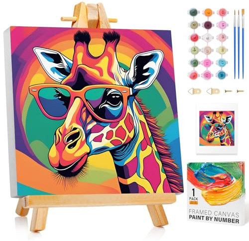 Paint by Numbers Kit for Kids with Frame, Giraffe Painting, No Easel