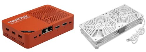 youyeetoo Nest Disk NAS & Mini PC con Intel N150-4-Bay NVMe fino a 16 TB, RAM DDR5 da 12 GB, Dual 2.5 GbE/WiFi 6, 3 x 4 K output, pre-Installed OMV for Home/Office (12 GB+64 GB+512 GB,Arancione + Dual